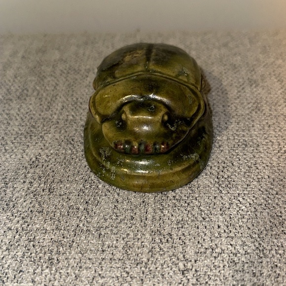 EGYPTIAN Heart Scarab, Green Glaze 3” - Picture 2 of 8